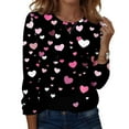 thumbnail image 3 of Lumtrix Womens Valentine Tops Dressy Casual Crew Neck Long Sleeve Shirts Love heart Print Blouse Plus Size T Shirts Loose Fit Fall Clothes 2026 Black M, 3 of 6