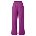 thumbnail image 6 of SNKSDGM Women's Plus Linen Pants Women Summer Boho Linen Pants Women Plus Size Petite Women Casual High Waist Pants Drawstring Capri Pants with Pockets Wide Leg Cropped Pants, 6 of 6