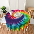 thumbnail image 4 of Colorful Tie Dye Waterproof Picnic Patio Party Round Table Cloth Cover Decorations Fabric 60 Inch Circular Tablecloth for 20-47 Inch Home Dining Room Kitchen Decor, 4 of 6