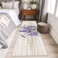 thumbnail image 3 of Dragonfly Lavender Runner Rugs 2x6 ft Purple Floral Vintage Wood Grain Washable Hallway Rugs Non-Slip Floor Mats Absorbent Carpet Bedside Runners for Bedroom Kitchen Bathroom Laundry Room, 3 of 9