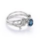 thumbnail image 3 of JeenMata Anillo de Bodas Solitario con Topacio Azul Londres de Talla Redonda de 0,5 TCW y Hoja y Enredadera Chapado en Oro Blanco de 18 K sobre Plata, 3 of 6