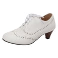 thumbnail image 2 of IUJSOY Kitten Heels for Women Vintage Wingtip Pointed Toe Oxfords Lace up Dress Shoes for Work, 2 of 6