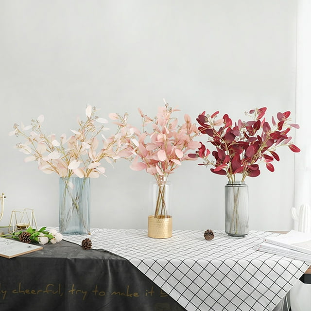 Gwong Decoración hogareña Hojas artificiales Multiuso de colores brillantes Fallo de seda Simulación de flores de seda Eucalyptus Hojas Display para el hogar Gwong 21062527