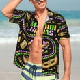 thumbnail image 5 of Lsque Mardi Gras3 pattern Hawaiian Shirt for Men, Unisex Summer Beach Casual Short Sleeve Button Down Shirts-Large, 5 of 9