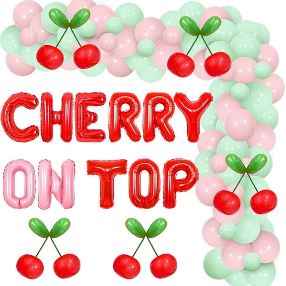 Cherry Themed Party Decorations, Cherry on Top Balloon Garland Kit, Cherry 1st Birthday Decorations, Cherry Fruit Theme Baby Shower Bridal Shower Engagement Party Supplies