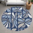 thumbnail image 6 of Addison Rugs Chantille Indoor/Outdoor Transitional Floral Navy Machine Washable Round Rug, 8' x 8', 6 of 7