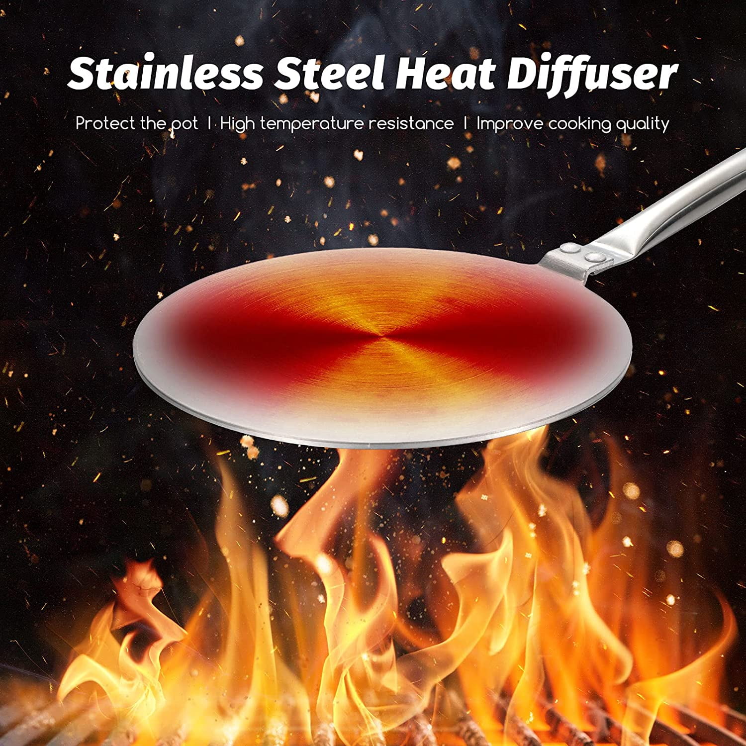 2-Piece Stainless Steel Heat Diffuser Plate Set (9.3 & 7.7 Inch) for Induction Hob, Electric, Gas Stove & Glass Cooktop - Simmer Plate Adapter for Pans & Cookware