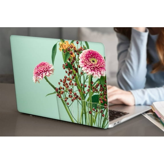 KSK KAISHEK Compatible MacBook Air 13.6" Case 2022.0 Rel. Model A2681 m2, Plastic Protective Case Hard Cover + Black Keyboard Cover, Flower 1392