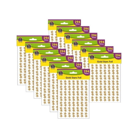 Teacher Created Resources Gold Stars Foil Stickers 294 Per Pack 12 Packs