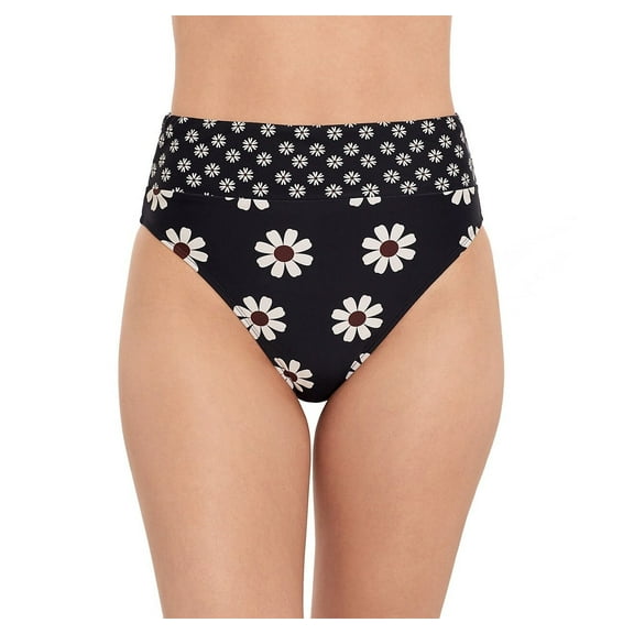 Salt   Cove Juniors' Floral Wide Band High-Waisted Swim Bottoms In Black NWT