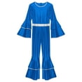 thumbnail image 5 of XUNZOO Womens 70S Disco Jumpsuits Metallic Shiny Tiered Flare Sleeve Bell Bottom Dancewear Royal Blue M, 5 of 7