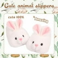 thumbnail image 3 of Classic White Bunny Slippers for Women Funny Animal Novelty Slippers for Adults Cute Plush Rabbit Bedroom Slippers（Size：5-6）, 3 of 6