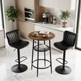 thumbnail image 2 of Set de 2 Bancos Cocina Alto, Giratorio con Reposapié y Respaldo, Color Negro, 2 of 6