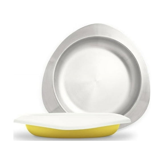 VIIDA Soufflé Antibacterial Stainless Steel Plate - Lemon Yellow