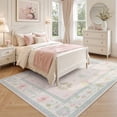 thumbnail image 3 of Fnova 5x7/8x10/9x12 Boho Oushak Area Rug, Colorful Washable Non-Slip Indoor Carpet Oriental Floral, Oeko-Tex Certified, Light Pink, 3 of 15
