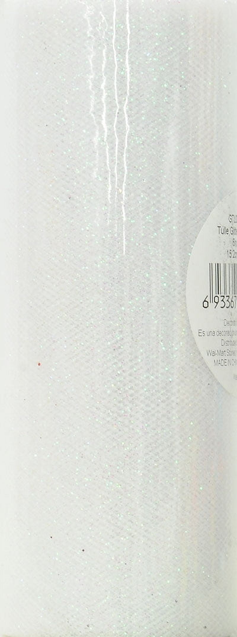(3 pack) Fuzhou 6inch 12Yd Glitter Tulle Spool White,100% Polyester by the Bolt