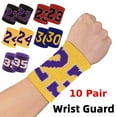 thumbnail image 2 of 10 Pair Basketball Fitness Wristband Sport Sweatband Number 24 Sweat Wrist Support Brace Suitable for Gym Volleyball Safety Wrist (30-Blue), 2 of 6