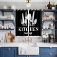 thumbnail image 2 of Curtains 63 Inch Length 2 Panels, Retro Black Knife Fork Grommets Window Treatment Curtain, Farmhouse Vintage Art Thermal Curtains Drapes for Living Room/Bathroom, 2 of 9