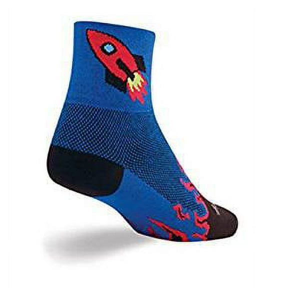 SockGuy Classic Rocket Man Socks - 3 inch, Blue, Small/Medium