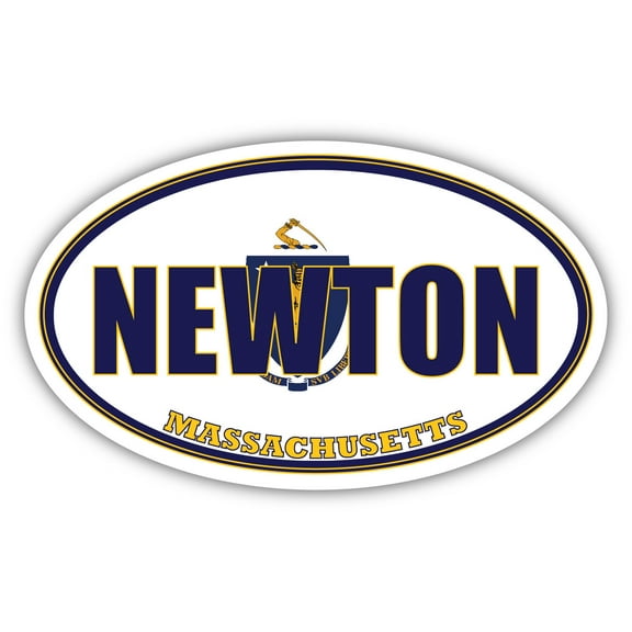 Newton City Massachusetts State Flag | MA Flag Middlesex County Oval State Colors Bumper Sticker Car Decal 3x5 inches