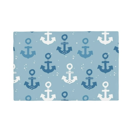 

Table Placemats Set of 4 - Cute anchor blue 12x18 In Faux Linen Double Heat Resistant Place Mats Cloth Indoor/Outdoor Placemats Washable Table Mats for Dining Kitchen Party