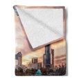 thumbnail image 2 of American Soft Flannel Fleece Throw Blanket, USA Florida Downtown City Skyline View from the Lake Foggy Scenic Panorama, Cozy Plush for Indoor and Outdoor Use, 60" x 80", Teal Peach Grey, by Ambesonne, 2 of 5