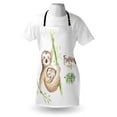 thumbnail image 3 of Sloth Apron Mother and Baby Animals Family Happiness Watercolor Boho Tropical Elements, Unisex Kitchen Bib Apron with Adjustable Neck for Cooking Baking Gardening, Pale Brown Green, by Ambesonne, 3 of 3