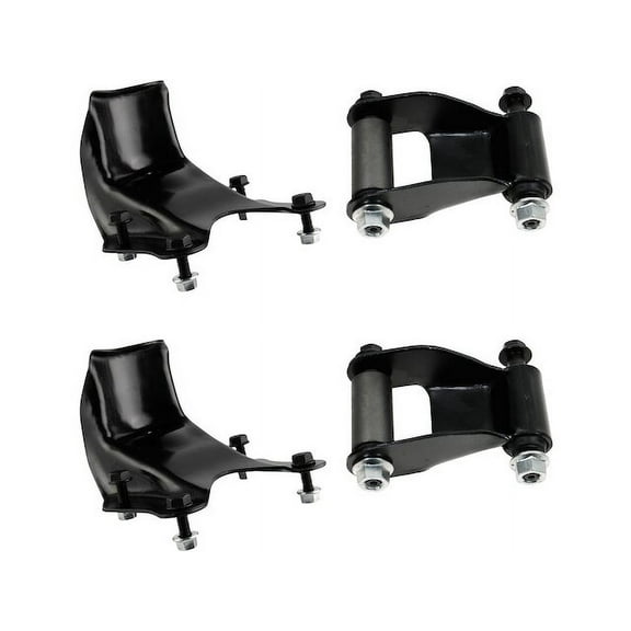 Leaf Spring Shackle and Bracket Kit 4 Piece - Compatible with 1992 - 2002 Ford E-150 Econoline 1993 1994 1995 1996 1997 1998 1999 2000 2001