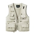thumbnail image 5 of Men's Sleeveless Vest Multi Pocket Quick Dry Nylon V-Neck Workwear Photography Mountaineering Journalist Outdoor Casual Utility Fishing Hiking Travel | Zenithor,White 3XL, 5 of 9