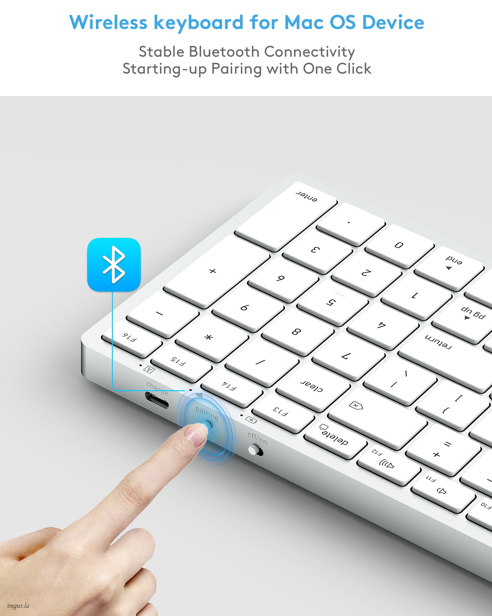 Yivandi Wireless Bluetooth Keyboard for Mac Mini OS – US Qwerty Layout,Rechargeable Battery,  Extra-Long Working Time, Compatible with iMac/MacBook Pro/Mac Mini or iPad