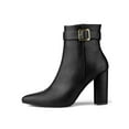 thumbnail image 6 of BLISSFUL STEP Women's Ankle Boots Pointed Toe Buckle Decor Zipper Block Heel Black 10, 6 of 8