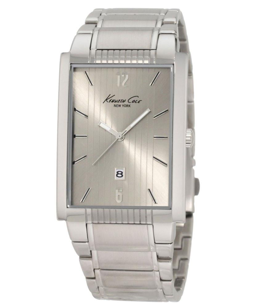 Kenneth Cole Men's KC3922 Rectangular Stainless Steel Silver Dial Watch