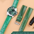 thumbnail image 2 of Correa de reloj de cuero verde para hombre y mujer, 18 mm, 20 mm y 22 mm, para Seiko Green Water Ghost Pin o hebilla de mariposa, 2 of 5