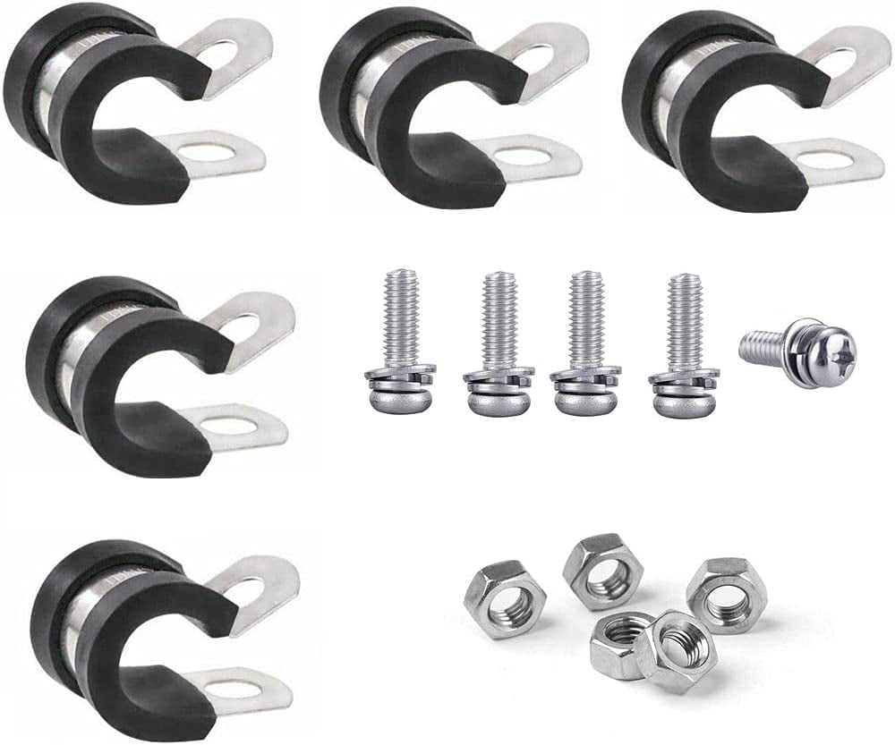 Rubber Cushioned Insulated Clamps with Bolts, 304 Stainless Steel Cable