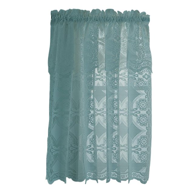Niveles de ventanas de encaje bordadas 1 Panel Ventana De Encaje Bordado Voile Sheer Cortina Tiers 74x90cm Un Azul Un azul Magideal Niveles de ventanas de encaje bordadas