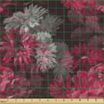 thumbnail image 2 of Ambesonne Floral Fabric by the Yard Upholstery, Wild Roses Gerbera Pattern, 1 Yard, Dark Maroon Magenta and Grey, 2 of 5
