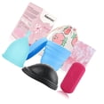 thumbnail image 1 of Women Silicone Period Cup Collapsible Cleaning Cup Menstrual Disc Reusable Portable Leak Proof Blue Set L 25ml, 1 of 5