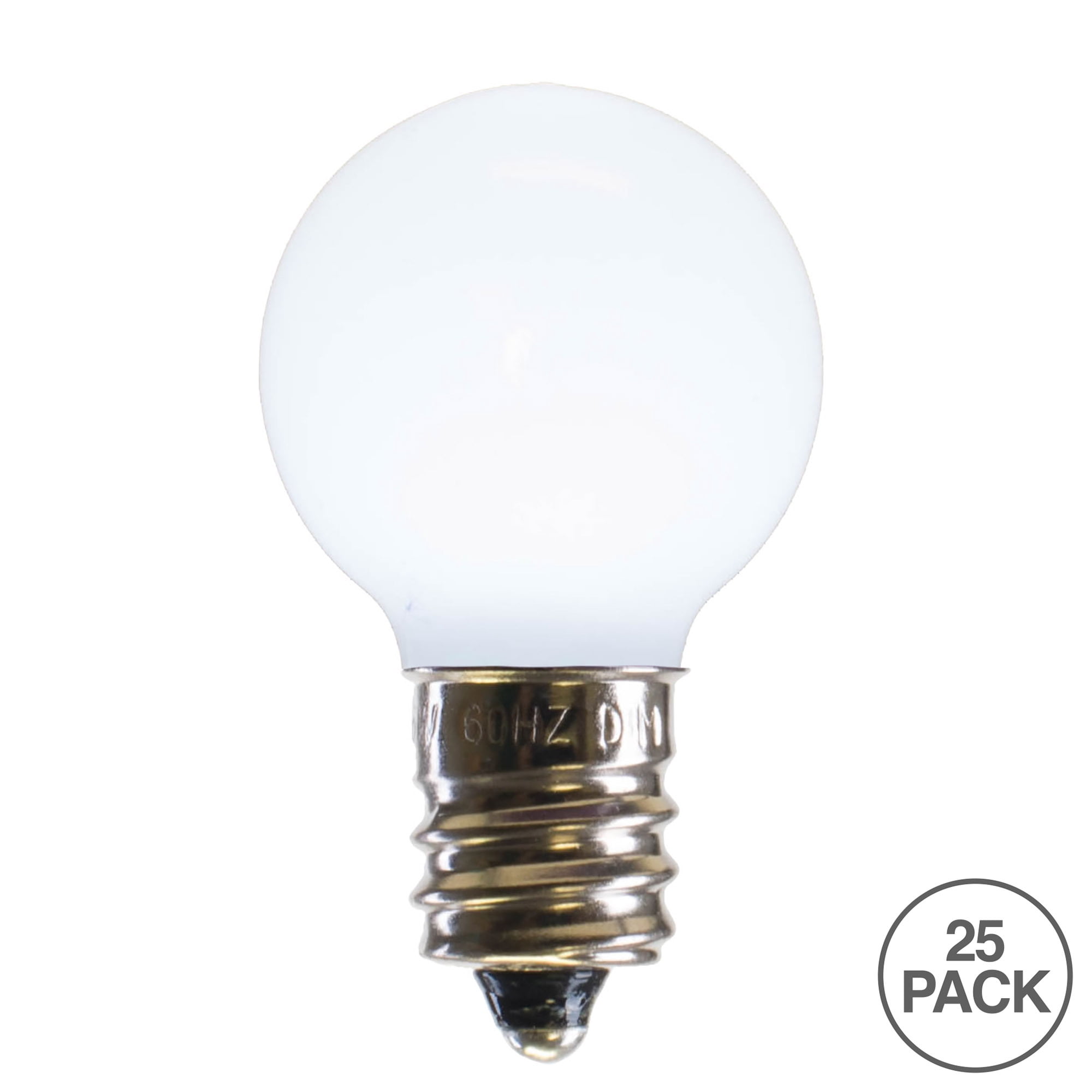 Vickerman G30 Cool White Ceramic LED Nickel Base Bulb E12, 120V,  .6 Watts, 25 Bulbs per Pack.