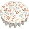 thumbnail image 3 of Fall Tablecloth Round 60 Inch, Autumn Watercolor Pumpkin Leaves Table Cloth Wrinkle Resistant Thanksgiving Table Cover for Home Kitchen Dining Holiday, 3 of 6