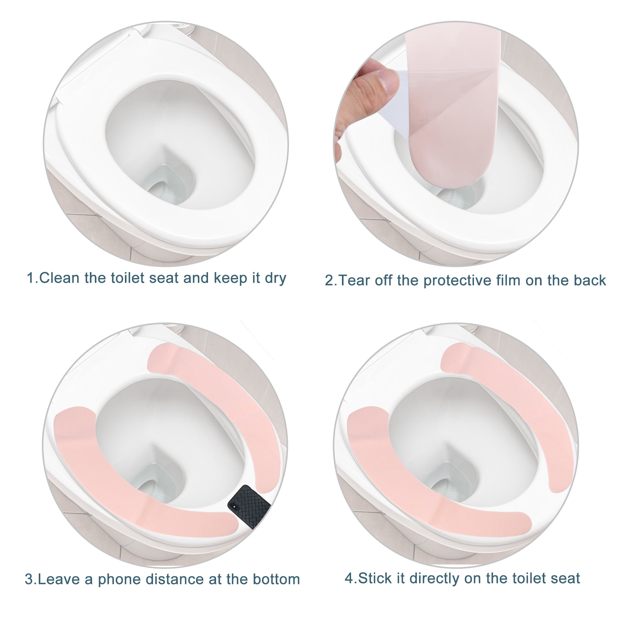 Unique Bargains 4pair Toilet Seat Cover Pad Bathroom Warm Toilet Seat Cushion Reusable Pink S