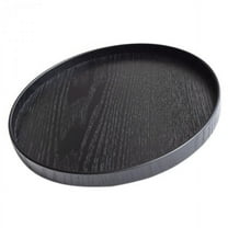 Round Wood Tableware Serving Decorative Trays Platters Black,