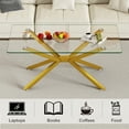 thumbnail image 2 of GZXS 39.37-Inch Clear Tempered Glass Coffee Table with Golden Metal Legs, Modern Rectangular Center Table, for Living Room or Home Decor, Easy Assembly, 2 of 7