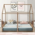 thumbnail image 2 of Bellemave Double Twin Size Floor Bed, Metal Shared Platform Beds for 2 Kids, Montessori House Bed for Toddler Boys Girls Teens(Gold), 2 of 7
