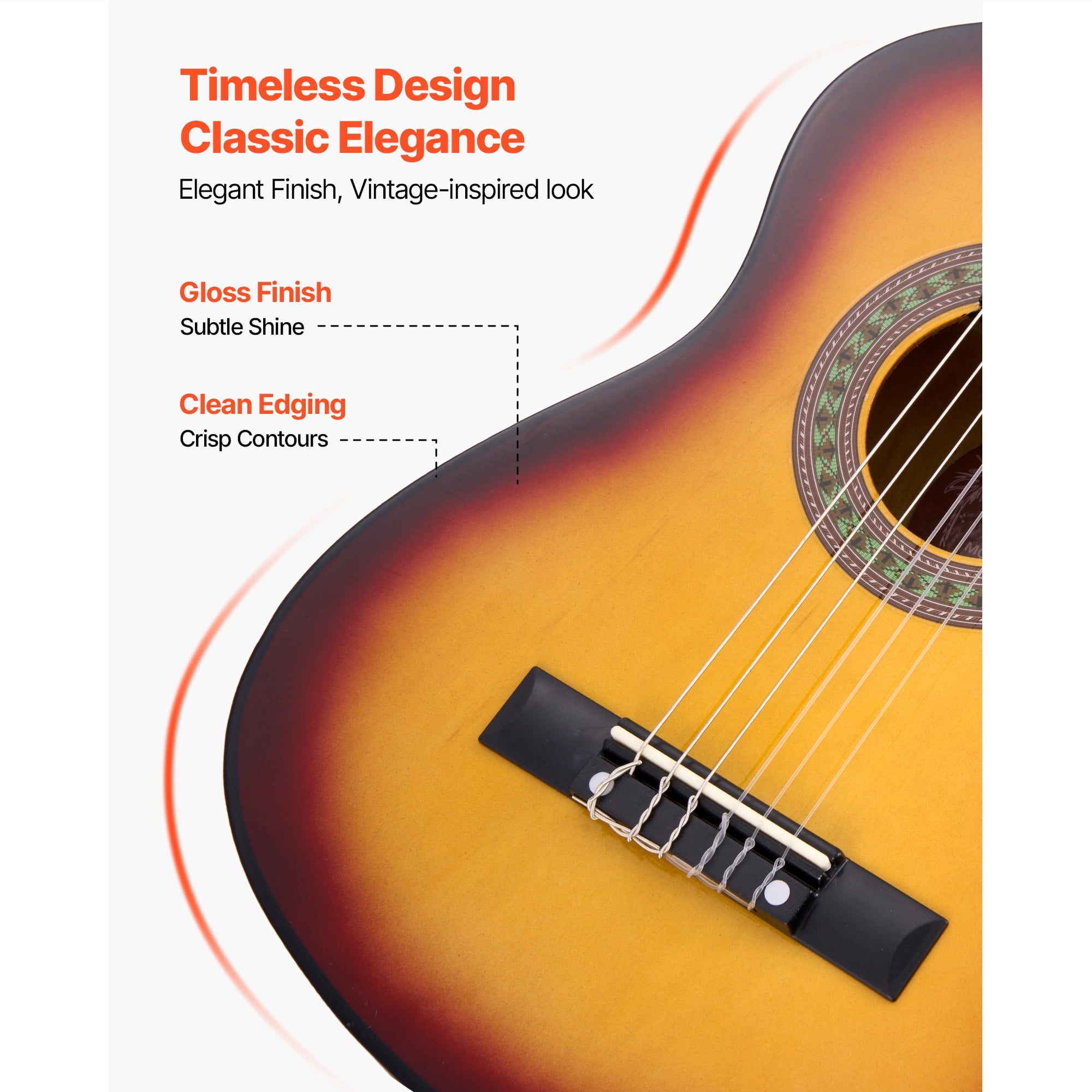 KFFKFF 30-Inch Classical Guitar Starter Kit, Wooden Acoustic Guitar for Beginners with Nylon Strings, Gig Bag, Strap, Tuner, Extra Strings, Pick, and Capo, Ideal for Kids, Students, and Beginners