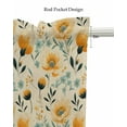 thumbnail image 5 of Orange Flower Linen Curtain Valance for Bedroom/Bathroom/Kitchen/Office/Living/Dining Room Windows,Vintage Botanical Blossom Leaves Rod Pocket Topper Drapes Decorative Cafe Drapery Panel 54x18, 5 of 6