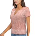 thumbnail image 2 of Zufioo Rose Gold Glitter for Women's Deep V-neck Short-sleeved T-shirt, Top with Short Sleeves - with Stainless Steel Buckle, Moisture Wicking, Ideal Home Wear-X-Large, 2 of 9