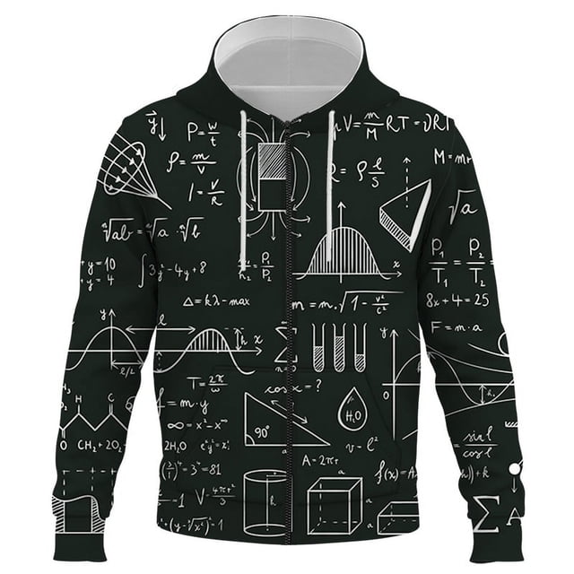 Sudadera con capucha y cremallera con estampado 3D de fórmula matemática para hombre y mujer, sudadera con capucha a la moda, estilo Harajuku, hip hop, ropa de calle