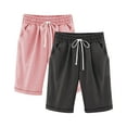 thumbnail image 2 of Atogsazn Kids Girls Summer 2PCs Bermuda Pants Casual Jogger Athletic High Waisted Drawstring Shorts Fashion with Pocket 02-Dark Gray 3-4Years, 2 of 5
