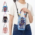 thumbnail image 2 of Cute Cartoon Canvas Water Bottle Holder Bag Adjustable Strap Crossbody Cup Carrier with Zipper Pocket, 2 of 7