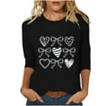 thumbnail image 3 of RKSTN Valentines Gift 3/4 Length Sleeve Womens Tops Oversized Crewneck Valentine Day Loves Heart Graphic Print Short Sleeve T Shirt Womens Casual Plus Size Round Neck Three Quarter Sleeve Tee Shirt, 3 of 6